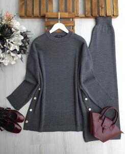 PELGAN YANLARI DÜĞMELİ TRİKO TAKIM B10-3-8176-29-ANTRASİT - 