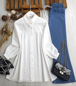 PELZE DİKİŞLİ SALAŞ GÖMLEK C8--23360-20-BEYAZ - 