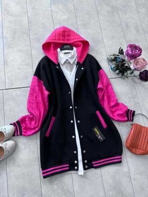 PERQU KAPŞONLU CEPLİ KOLEJ CEKET 3114-47-PEMBE - 