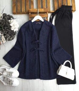 PONEL ÖNÜ BAĞLAMALI KİMONO B8-1-3201-12-LACİVERT - 1