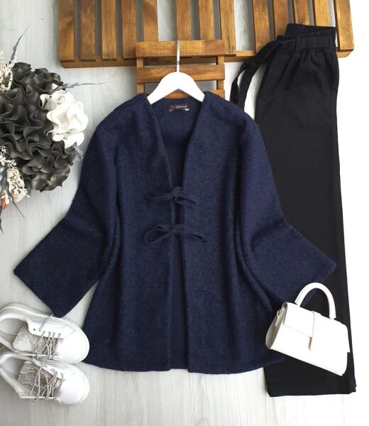 PONEL ÖNÜ BAĞLAMALI KİMONO B8-1-3201-12-LACİVERT - 1