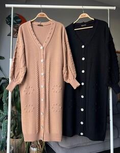 PONP TAŞLI DÜĞMELİ KABARTMALI TRİKO HIRKA A9-4-8073-01-SİYAH - 