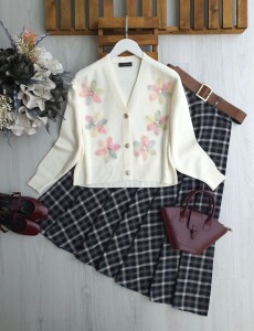 POZFE AKSESUARLI TRİKO HIRKA 8194-05-PUDRA - 1