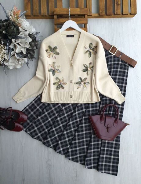 POZFE AKSESUARLI TRİKO HIRKA 8194-07-YEŞİL - 1