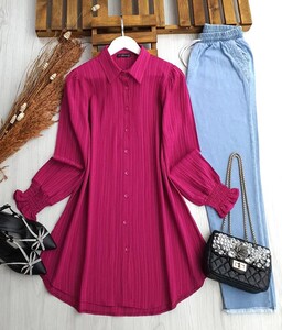 PUE KOL GİPELİ SALAŞ TUNİK B8-1-5436-28-FUŞYA - 