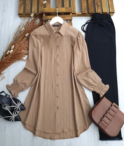 PUE KOL GİPELİ SALAŞ TUNİK B8-1-5436-48-BİSKÜVİ - 