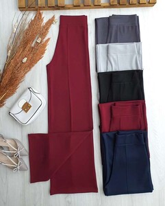 PUNEY ÇIMALI YÜKSEK BEL BELİ LASTİKLİ MUADİL PANTOLON A3-3-6052-04-BORDO - 