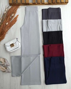 PUNEY ÇIMALI YÜKSEK BEL BELİ LASTİKLİ MUADİL PANTOLON A3-3-6052-26-GRİ - 
