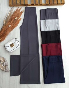 PUNEY ÇIMALI YÜKSEK BEL BELİ LASTİKLİ MUADİL PANTOLON A9-3-6052-58-FÜME - 