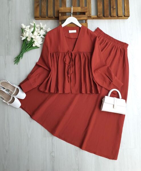 PUVFA ÖN TEK BAĞCIKLI ETEKLİ TAKIM 1734-06-KİREMİT - 1