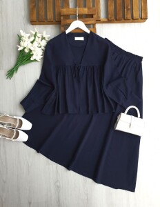 PUVFA ÖN TEK BAĞCIKLI ETEKLİ TAKIM A6-5-1734-12-LACİVERT - 