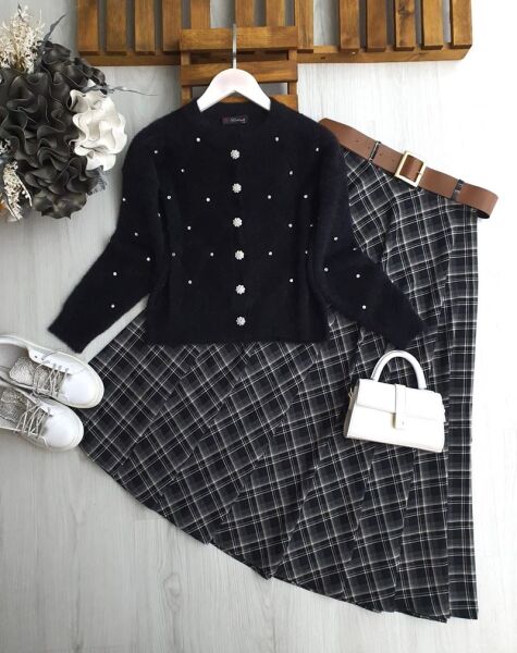 PUVJ TAŞLI ANGORA KISA HIRKA 8162-01-SİYAH - 1