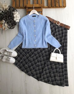 PUVJ TAŞLI ANGORA KISA HIRKA 8162-10-MAVİ - 