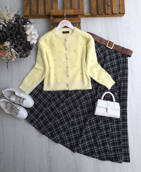 PUVJ TAŞLI ANGORA KISA HIRKA 8162-23-SARI - 1