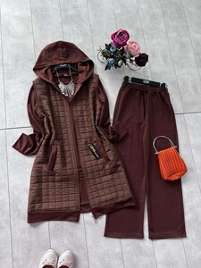 RESSİ KAPİTONE GARNİ YELEK ÜÇLÜ TAKIM B9-5-1415-37-KAHVE - 
