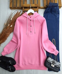 ROHA ÇITÇIT DÜĞMELİ ÜÇ İPLİK TUNİK B6-1-5476-47-PEMBE - 