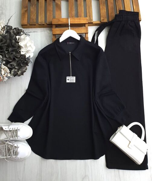 RONF ARMALI YARIM FERMUARLI SALAŞ TUNİK B3-3-5615-01-SİYAH - 1