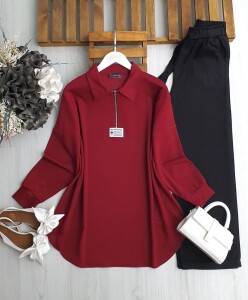 RONF ARMALI YARIM FERMUARLI SALAŞ TUNİK 5615-03-KIRMIZI - 