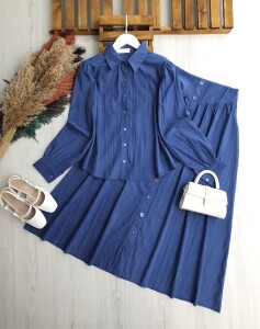 RÜZGA ETEK ÖNÜ DÜĞMELİ NUBUK CUPRA İKİLİ TAKIM B3-4-1711-11-İNDİGO - 1