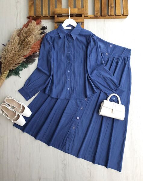 RÜZGA ETEK ÖNÜ DÜĞMELİ NUBUK CUPRA İKİLİ TAKIM B3-4-1711-11-İNDİGO - 1