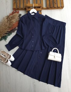 RÜZGA ETEK ÖNÜ DÜĞMELİ NUBUK CUPRA İKİLİ TAKIM B3-4-1711-12-LACİVERT - 1