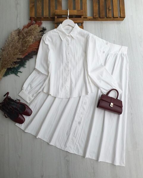 RÜZGA ETEK ÖNÜ DÜĞMELİ NUBUK CUPRA İKİLİ TAKIM B3-4-1711-20-BEYAZ - 1