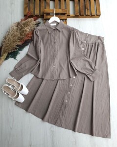 RÜZGA ETEK ÖNÜ DÜĞMELİ NUBUK CUPRA İKİLİ TAKIM B3-4-1711-25-VİZON - 1