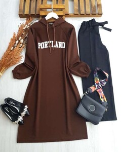 SELGA PORTLAND BASKILI TAM BOY TUNİK A10-1-5227-37-KAHVE - 