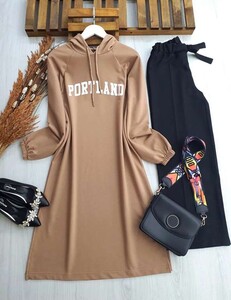 SELGA PORTLAND BASKILI TAM BOY TUNİK A10-1-5227-48-BİSKÜVİT - 