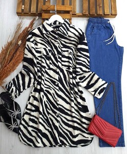 SEYA ZEBRA DESENLİ POLAR GÖMLEK CEKET B11-5--5386-01-SİYAH - 