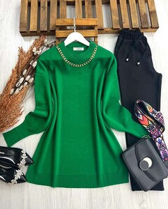 SİLNE KOLYELİ ÇELİK ÖRGÜ TRİKO TUNİK 8061-54-BENETTON - 