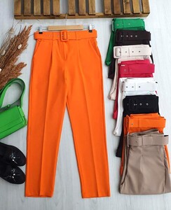 SİNE KENDİNDEN KEMERLİ HAVUÇ PANTOLON B8-5-23260-15-ORANJ - 1