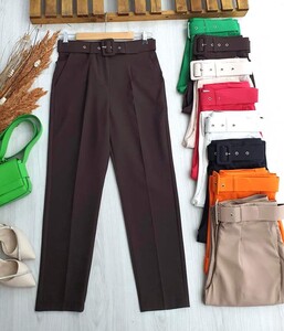 SİNE KENDİNDEN KEMERLİ HAVUÇ PANTOLON B8-5-23260-37-KAHVE - 