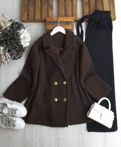 SIVE GOLD DÜĞME CEKET KAP 3212-37-KAHVE - 