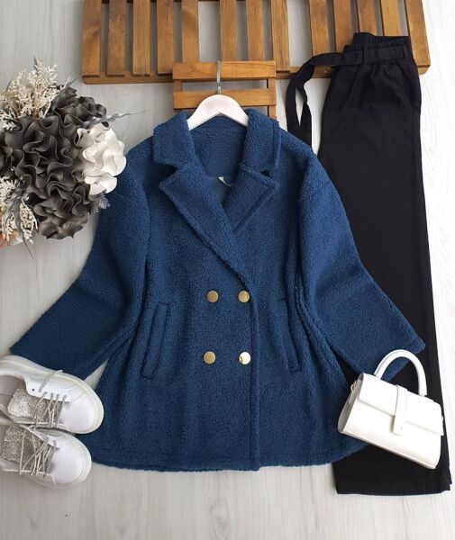 SIVE GOLD DÜĞME CEKET KAP 3212-46-PETROL MAVİSİ - 1