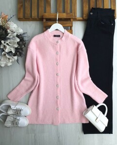 SOCSE TAŞLI DÜĞMELİ YUMOŞ HIRKA B7-5-8179-05-PUDRA - 1