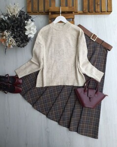 SOGES ÇİÇEKLİ ŞARDONLU KAZAK 8198-22-TAŞ - 1