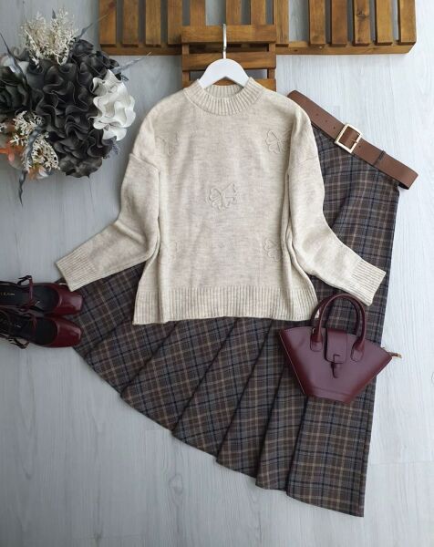 SOGES ÇİÇEKLİ ŞARDONLU KAZAK 8198-22-TAŞ - 1