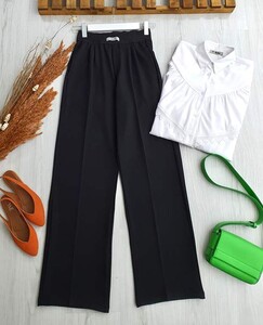 SONA BELİ ARMALI LASTİKLİ CEPLİ BOL PAÇA MUADİL PANTOLON B6-1-6044-01-SİYAH - 
