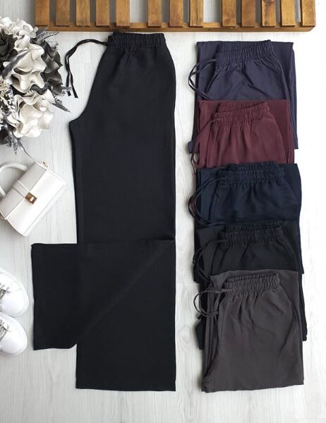 SULDE BELİ İPLİ LASTİKLİ BOL PANTOLON C6-6069-01-SİYAH - 1