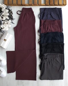 SULDE BELİ İPLİ LASTİKLİ BOL PANTOLON B9-1-6069-04-BORDO - 