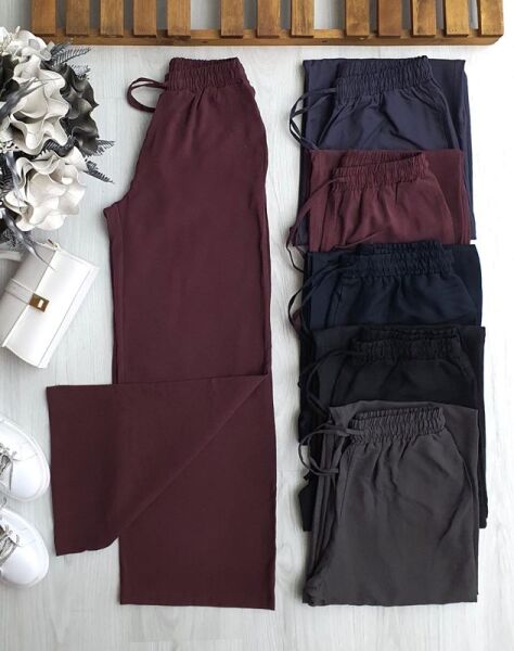 SULDE BELİ İPLİ LASTİKLİ BOL PANTOLON C6-6069-04-BORDO - 1