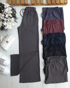 SULDE BELİ İPLİ LASTİKLİ BOL PANTOLON 6069-26-GRİ - 
