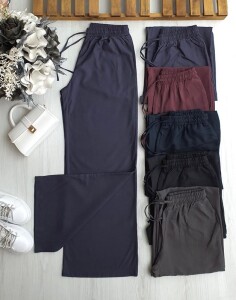 SULDE BELİ İPLİ LASTİKLİ BOL PANTOLON C6-6069-58-FÜME - 1