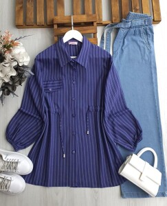 SUNHA TEK CEP KAPAKLI BELİ BAĞCIKLI GÖMLEK TUNİK B9-3-5541-02-MOR - 