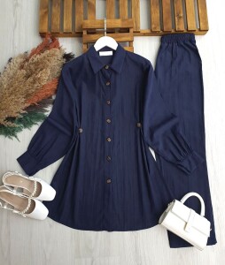 SURNE BEL YANLARDAN AYARLANABİLİR DÜĞMELİ İKİLİ TAKIM B2-1-1718-12-LACİVERT - 1