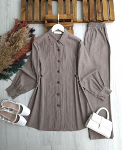 SURNE BEL YANLARDAN AYARLANABİLİR DÜĞMELİ İKİLİ TAKIM B2-1-1718-25-VİZON - 