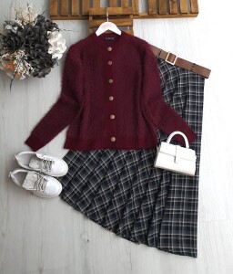 SVEN ÖNÜ DÜĞMELİ SAKALLI ANGORA HIRKA A9-1-8163-04-BORDO - 1