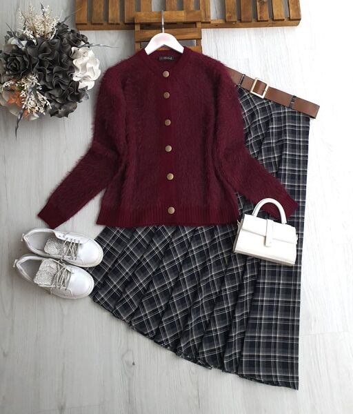 SVEN ÖNÜ DÜĞMELİ SAKALLI ANGORA HIRKA A9-1-8163-04-BORDO - 1