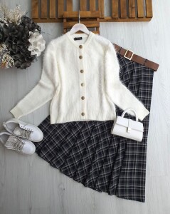 SVEN ÖNÜ DÜĞMELİ SAKALLI ANGORA HIRKA A9-1-8163-20-BEYAZ - 1